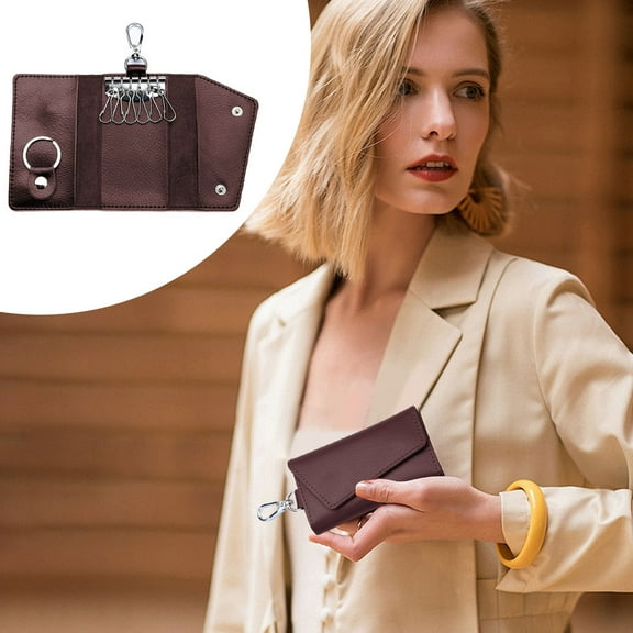 Cowhide Key Holder,Leather Key Organizer Pouch,Car Home Key Case,Multi Functional Keychain Wallet,Gift For Partner,Glossy Scratch Protection Key Storage Holiday Gifts