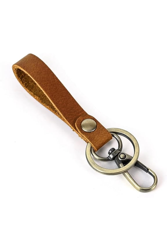 Cowhide Keychain with Belt Alloy Ring and Clasp DIY