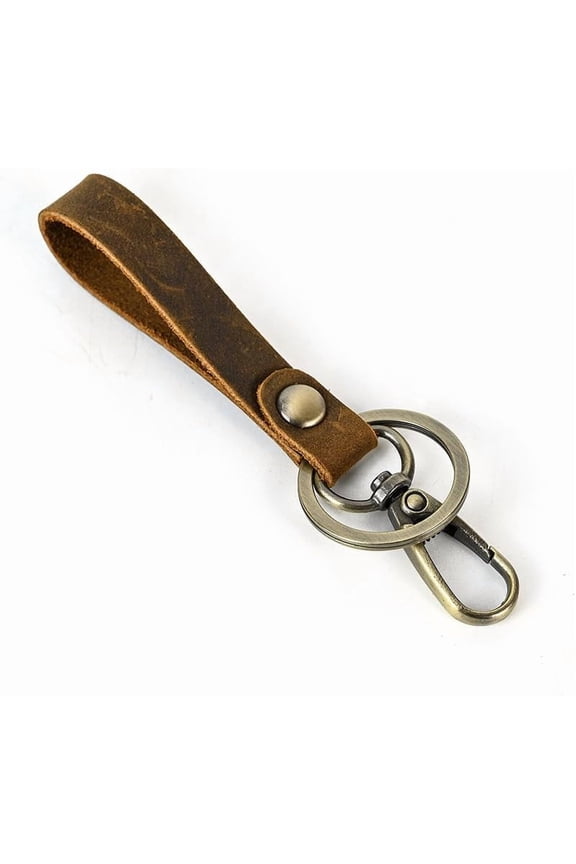 Cowhide Keychain with Belt Alloy Ring and Clasp for DIY handcrafting