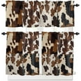 thumbnail image 1 of Cowhide Kitchen Curtains and Valances Set, Cow Skin Texture Rod Pocket Window Valance 18 Inch Abstract Countryside Western Window Curtain Panels for Living Room Bedroom Laundry, 27.5x24in, 3 Pieces, 1 of 6
