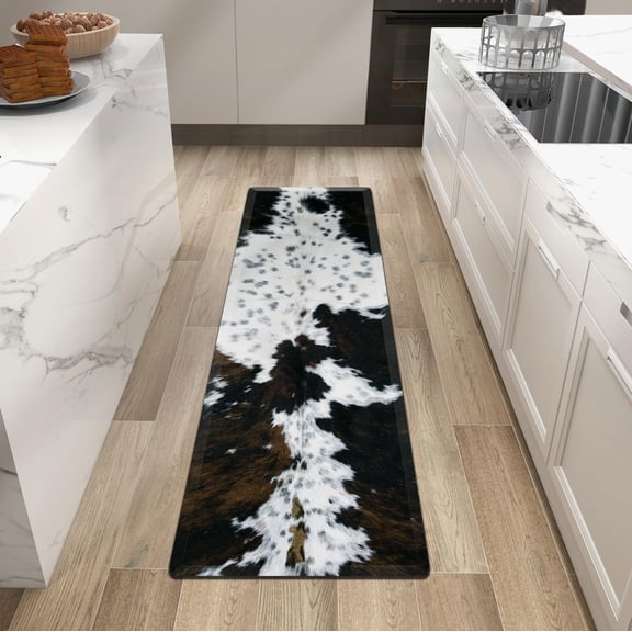 Cowhide Kitchen Mat Cushioned Anti - 1/2 Inch Thick Western Cow Mats For Floor  Non Slip Pvc Waterproof Standing Desk Comfort Rugs Sink Office Laundry 17.3x60