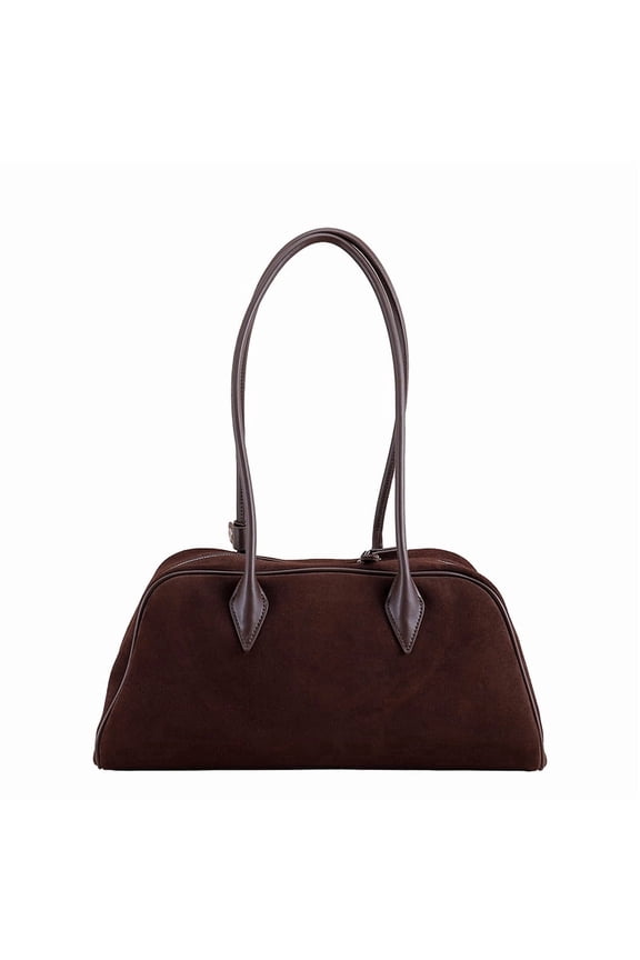 Cowhide Large Capacity Underarm Ladies Bag Brown Women's Fashion Commuter Bowling Frosted Shoulder Bag Coffe Red