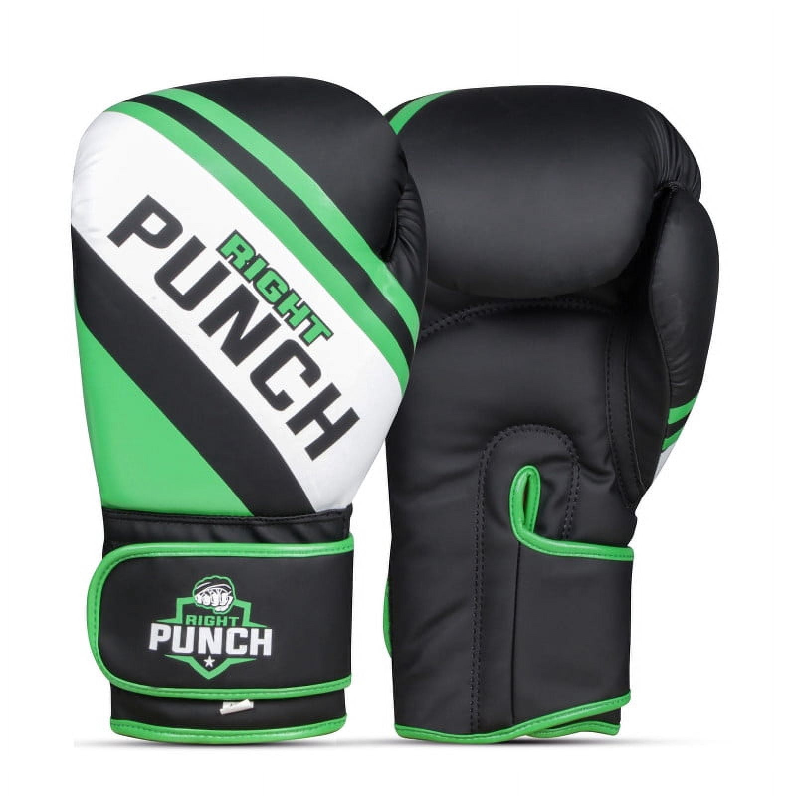 Cowhide Leather Boxing Leather - Kickboxing Gloves for Outdoor Sports Training, Muay Thai, Training Sparring, Fighting, Kickboxing, Punch Bag Boxing for Men & Women (GRNBLK 2 OZ)