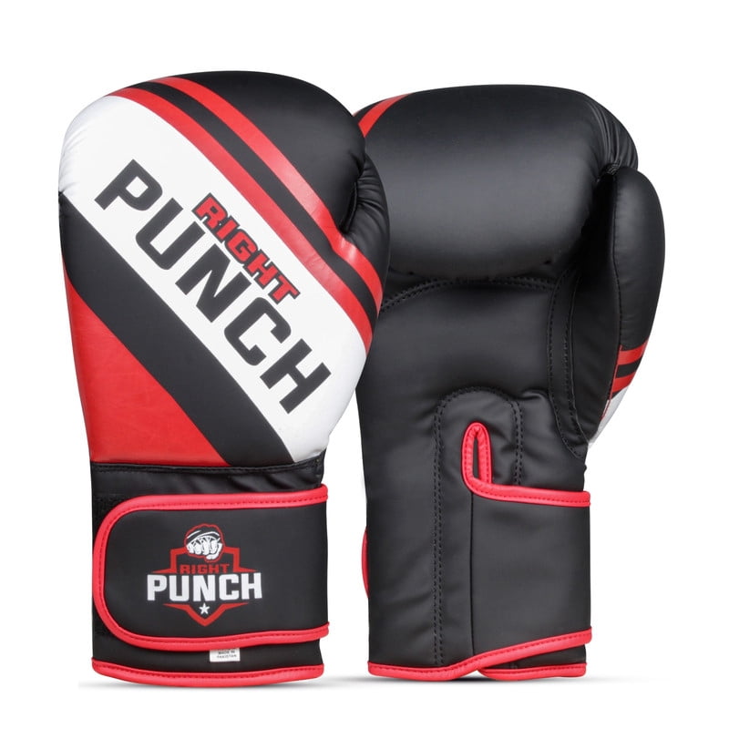Cowhide Leather Boxing Leather - Kickboxing Gloves for Outdoor Sports Training, Muay Thai, Training Sparring, Fighting, Kickboxing, Punch Bag Boxing for Men & Women (REDBLK 2 OZ)