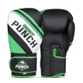 thumbnail image 1 of Cowhide Leather Boxing Leather- Kickboxing Gloves for Outdoor Sports Training, Muay Thai, Training Sparring, Fighting, Kickboxing, Punch Bag Boxing for Men & Women (GRNBLK 10 OZ), 1 of 2