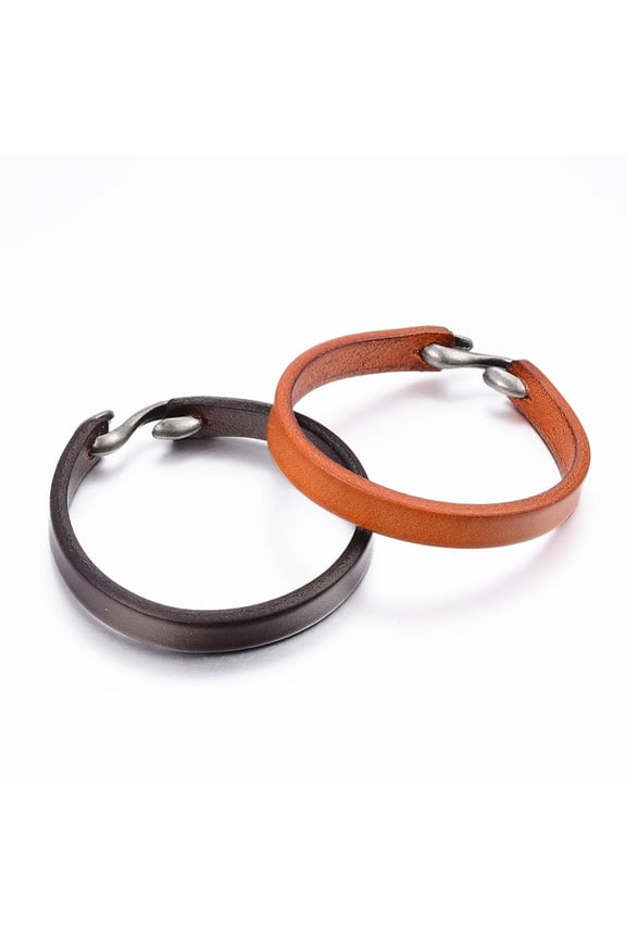 Cowhide Leather Bracelets with Alloy S-Hook Clasps Silver Mixed color 7-7/8 inch(200mm) 10mm