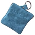 thumbnail image 1 of Cowhide Leather Coin Purse Change Holder Squeeze Spring Closure w Key Ring, 3.0" by 3.25", 1 of 4