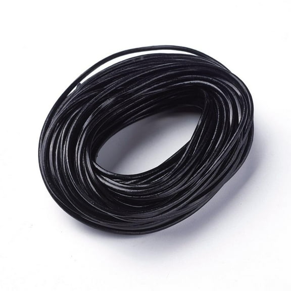 Cowhide Leather Cord Leather Jewelry Cord Black Round Dyed
