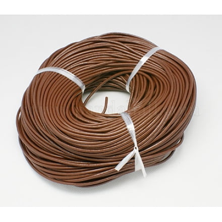 Cowhide Leather Cord Leather Jewelry Cord Dyed Saddle Brown 1mm about 109.36 yards(100m)/bundle