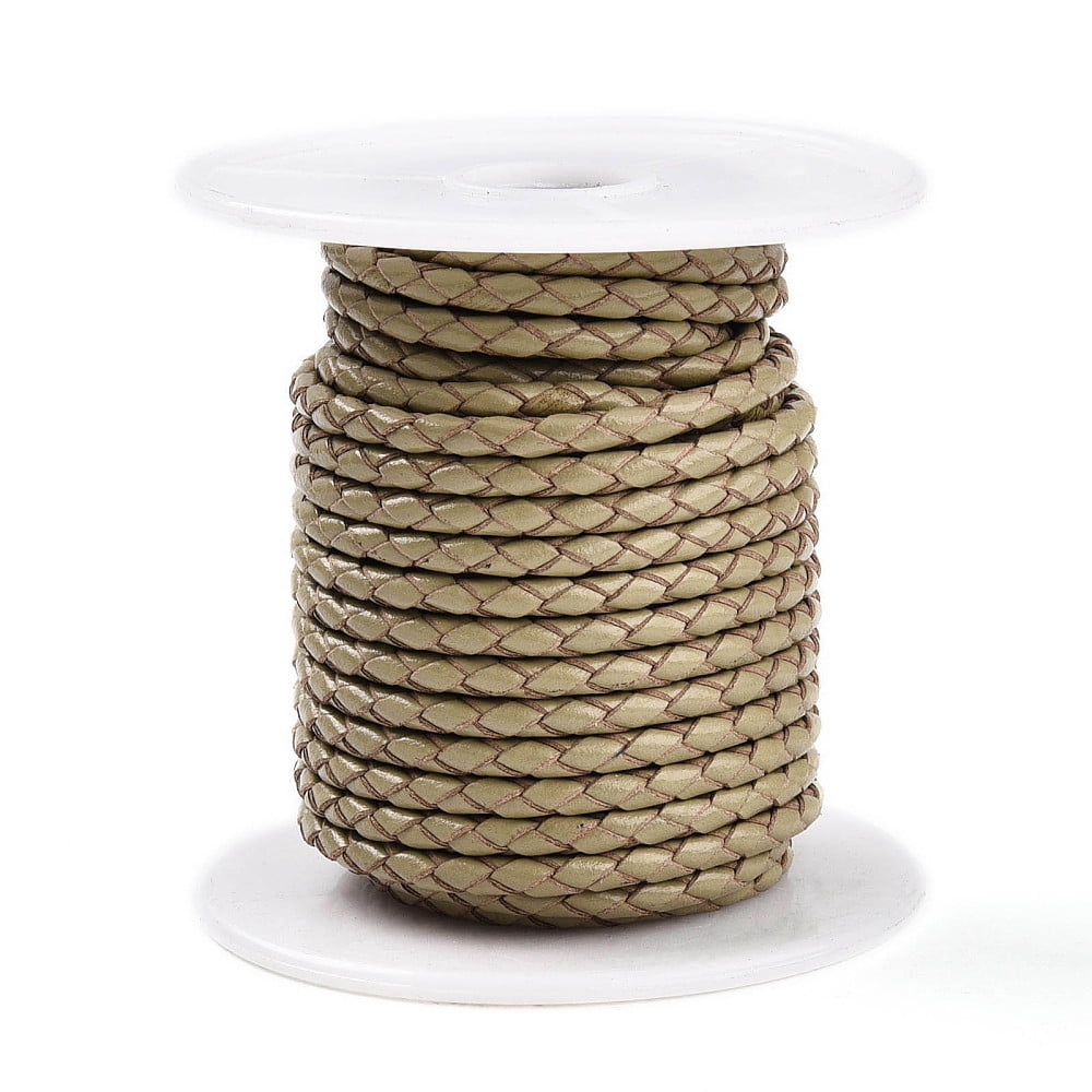Cowhide Leather Cord Leather Rope String for Bracelets with Cotton Thread inside Tan 3mm 8.74 yards(8m)/roll