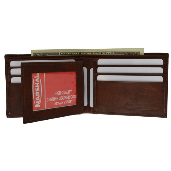 Cowhide Leather Mens Wallet with Center Flap and ID Window 1152 CF