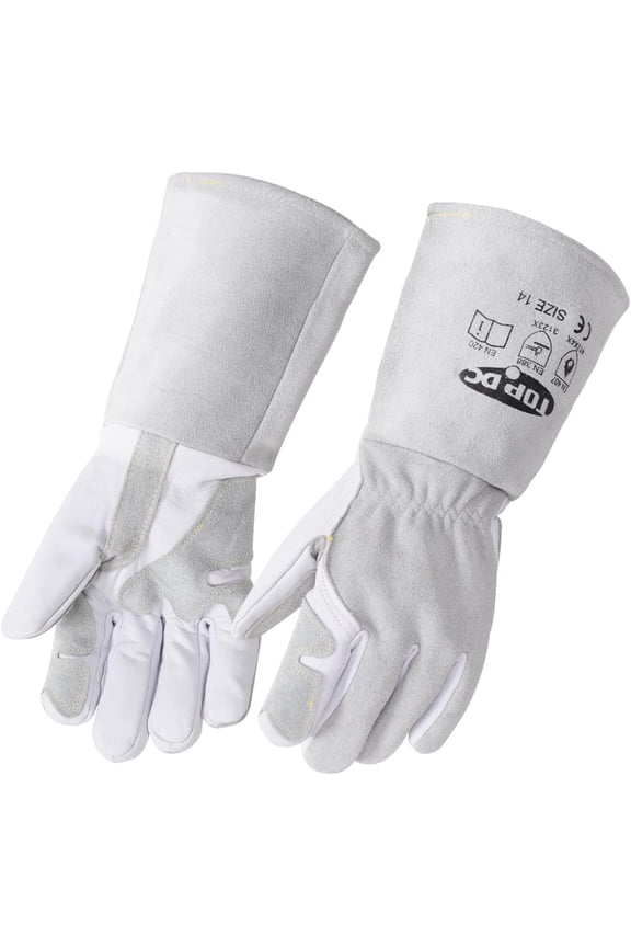 Cowhide Leather Protective Stick Welding Steel Fabrication Gloves,14 Inch Large