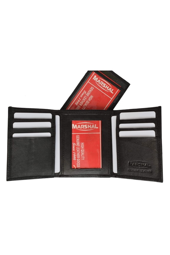 Cowhide Leather Removable Flap Card ID Holder Trifold Wallet 1955 CF