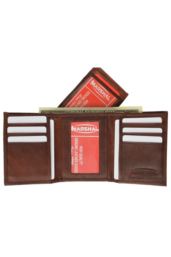 Cowhide Leather Removable Flap Card ID Holder Trifold Wallet 1955 CF