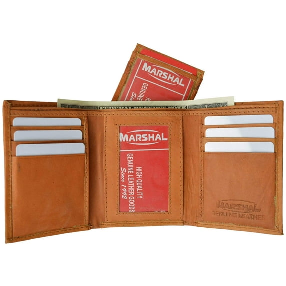 Cowhide Leather Removable Flap Card ID Holder Trifold Wallet 1955 CF