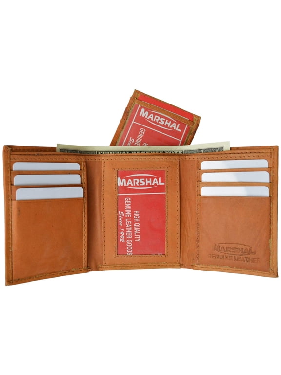 Cowhide Leather Removable Flap Card ID Holder Trifold Wallet 1955 CF