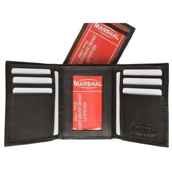 Cowhide Leather Removable Flap Card ID Holder Trifold Wallet 1955 CF