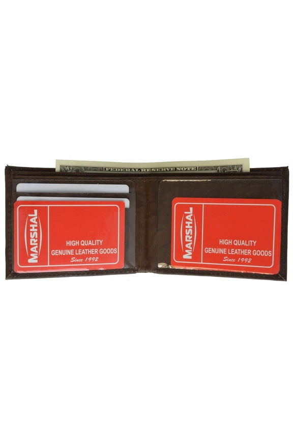 Cowhide Leather Slim Bifold Wallet with ID Window and Credit Card Sleeves 1310 CF