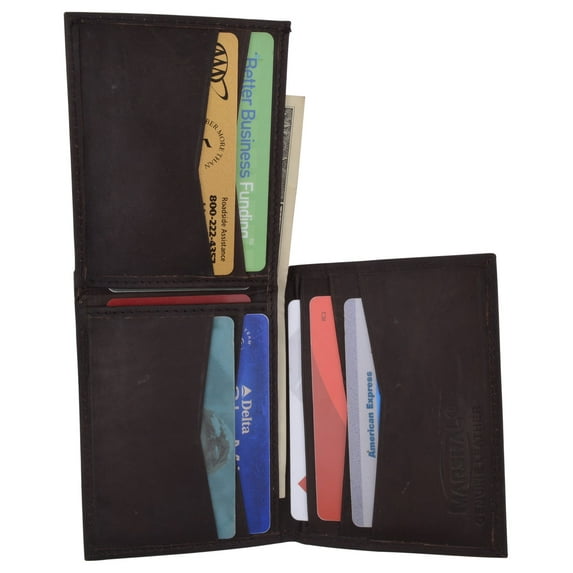 Cowhide Leather Slim L Shape ID Card Holder Bifold Wallet 1309 CF