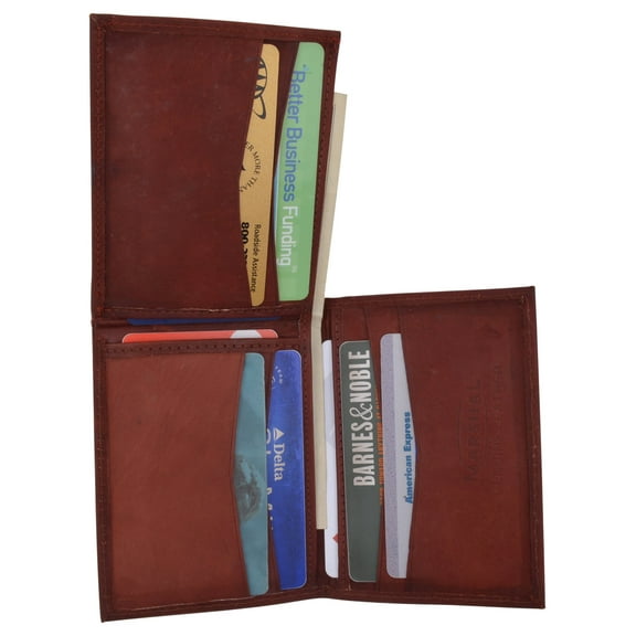 Cowhide Leather Slim L Shape ID Card Holder Bifold Wallet 1309 CF