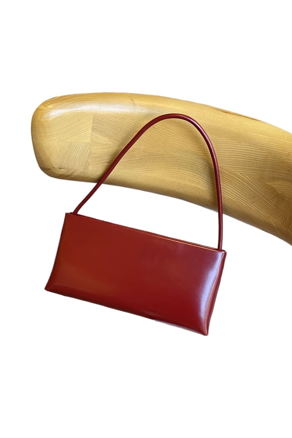 Cowhide Leather Women Baguette Bag, Shoulder Underarm Bag, Rectangular Shape, Smooth Texture