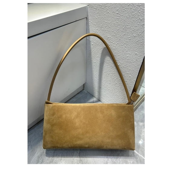 Cowhide Leather Women Baguette Bag, Shoulder Underarm Bag, Rectangular Shape, Suede Texture