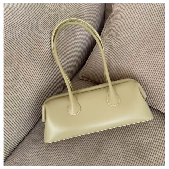 Cowhide Leather Women Doctor Baguette Bag, Shoulder Underarm Bag, Smooth Texture