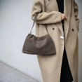 thumbnail image 1 of Cowhide Leather Women Ruched Cloud Bag, Shoulder Underarm Bag, Suede Texture, Large Capacity, 1 of 4