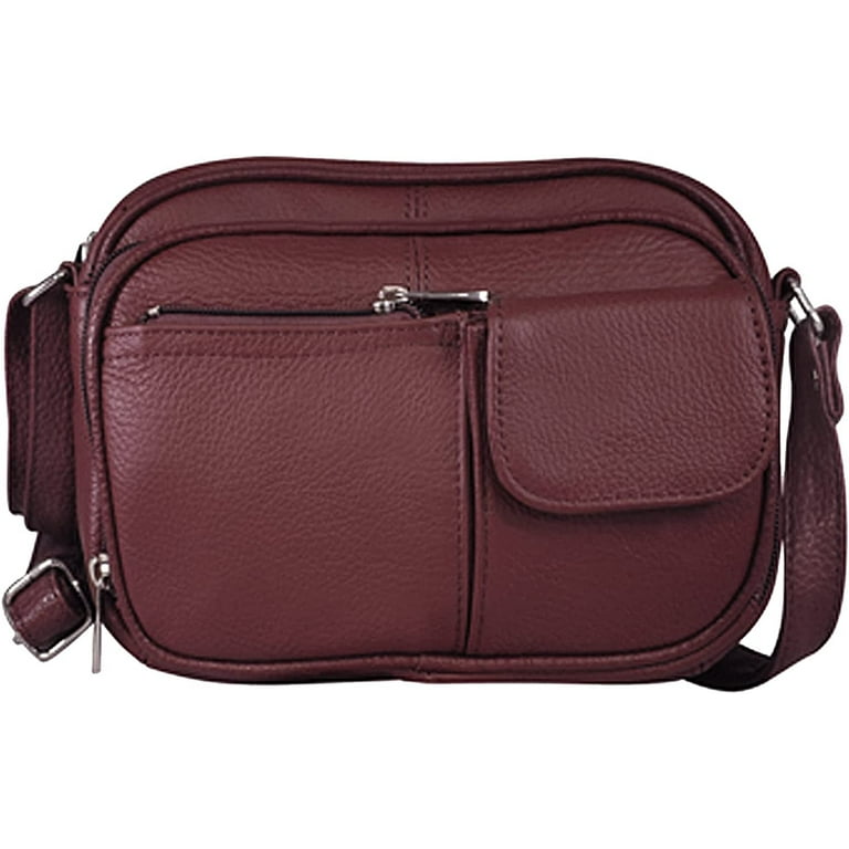 Cowhide Leather Womens Shoulder Purse Small Cross Body Organizer Bag with Many Pockets Walmart