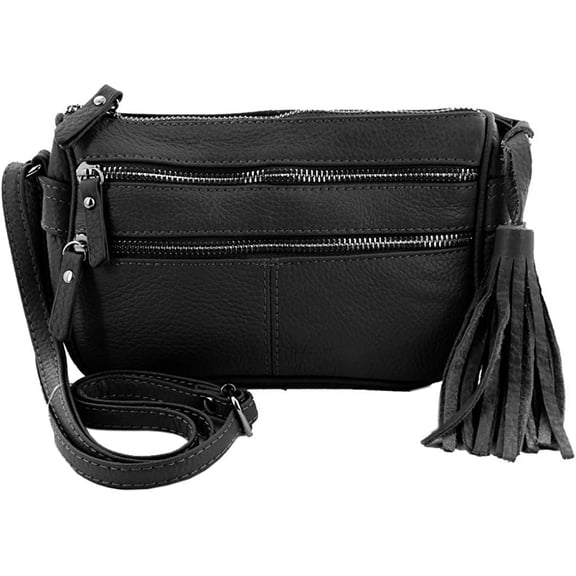 Cowhide Leather Womens Shoulder Purse Small Cross Body Organizer Bag with Many Pockets
