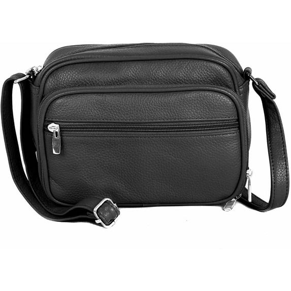 Cowhide Leather Womens Shoulder Purse Small Cross Body Organizer Bag with Many Pockets