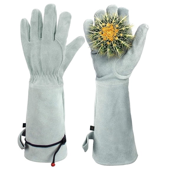 Cowhide Long Gardening Stab-Proof Gloves,1 Pair Of Cowhide Long Gardening Stab-Proof Gloves,Rose Pruning Gloves for Women Gardening Long Ladies Thorn Proof Garden Gloves