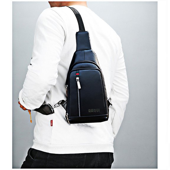 Cowhide Men's Messenger Bag Casual,Black