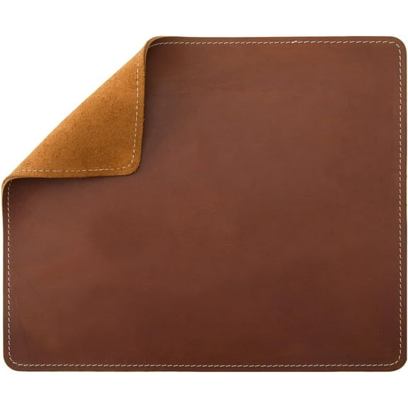 Cowhide Mouse Pad Full Grain Genuine Leather Mousepad with Stitched Edge Waterproof Non-Slip Mouse Mat for Home Office Desktop Computer Essentials Coconut Brown 7.9 x 9.5 Inch DIYDIY