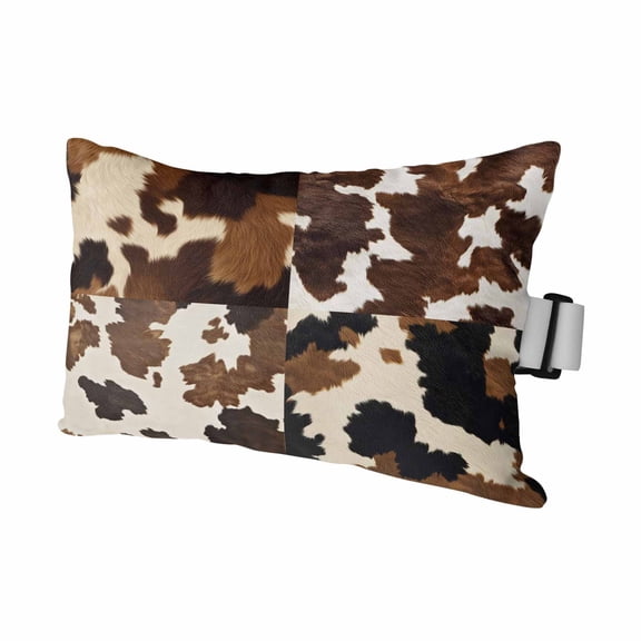 Cowhide Outdoor Chaise Lounge Pillows Cow Skin Texture Abstract Countryside Western Lumbar Pillows with Insert Adjustable Elastic Strap Headrest Pillow for Recliner Patio Chair 1 Pack 11x16 Inch