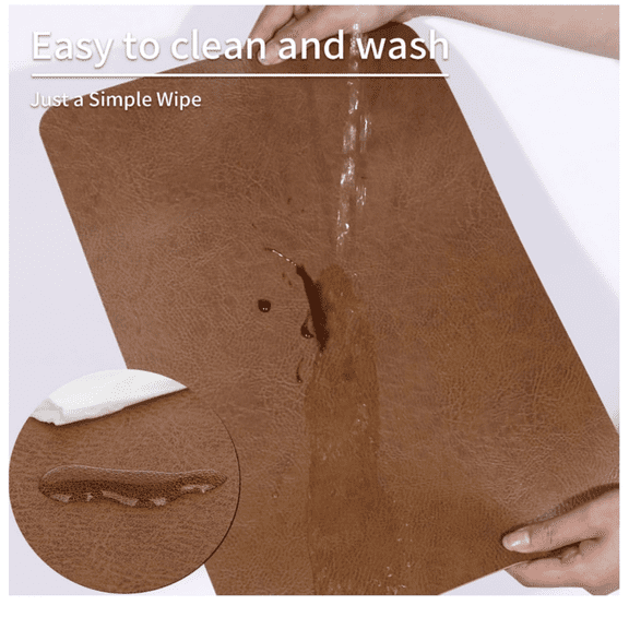 Cowhide Patt Faux Leather Placemats Set of 6,Heat Resistant Non-Slip Waterproof Wipeable Washable Kitchen Dining PU Table Place Mats,Double-Sides Available,Dark Coffee