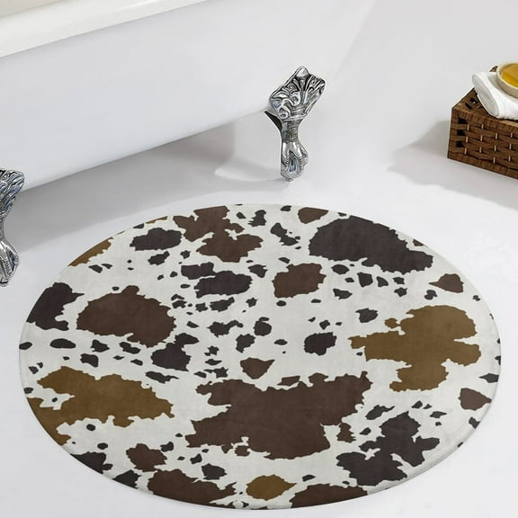 Cowhide Pattern Round Carpet Circle Rug Outdoor Patio Area Rug Washable Large Area Rugs Hallway Room Decor Fitness Mats