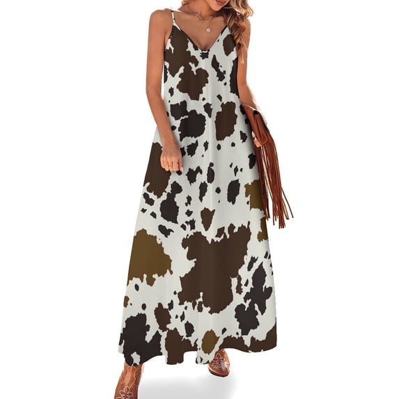 Cowhide Pattern Sleeveless Dress Loose Women's Dress Dresses Luxury Evening Dresses