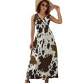 thumbnail image 1 of Cowhide Pattern Womens Night Club Maxi Dress V Neck Sleeveless Bohemia Long Dresses, 1 of 9