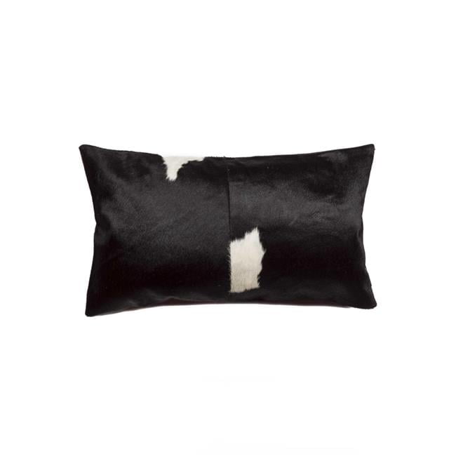 Black and White Cowhide Rectangular Throw Pillow
