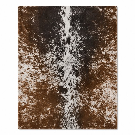 Cowhide Print Fleece Blanket, Soft 280 GSM Polyester Throw for Couch Sofa or Chair