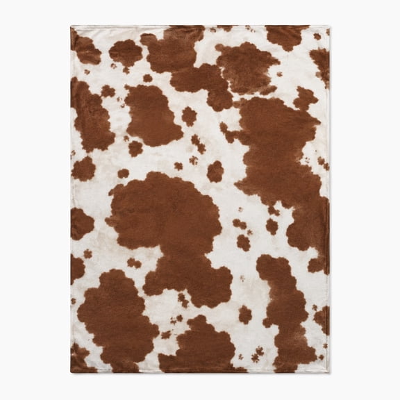 Cowhide Print Fleece Blanket, Soft Western Cow Print Throw, Rustic Country Farmhouse Home Decor