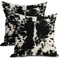 thumbnail image 1 of Cowhide Print Pillow Covers 16X16 Inch Black White Cow Spots Decorative Square Pillow Cases Set of 2 Farmhouse Western Home Decor Cotton Linen Throw Pillows For Bedroom Sofa Couch Porch Outdoor, 1 of 3