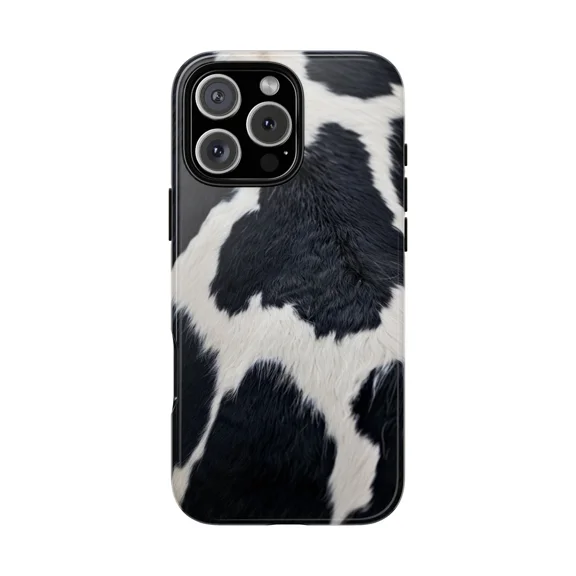 Cowhide Print Realistic Animal Pattern Case iPhone 17 16 15 14 13 12 11 Pro Max