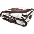 thumbnail image 1 of Cowhide Print and Sherpa Plush Throw Blanket, Brown, 1 of 5
