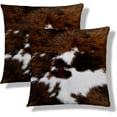 thumbnail image 1 of Cowhide Printing Throw Pillow Covers 20x20 Set of 2 Cow Print Short Plush Pillows Case Brown White Square Cushion Cover Decorative Pillowcases for Couch Bed, 1 of 12