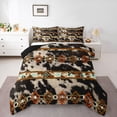 thumbnail image 1 of Cowhide Quilt Brown Highland Cow Print Queen Comforter Set,Western Bedding Set Exotic Aztec Duvet Insert,Farmhouse Wild Animals Longhorn Skin Room Decor Cowboys Gifts for Men, 1 of 7