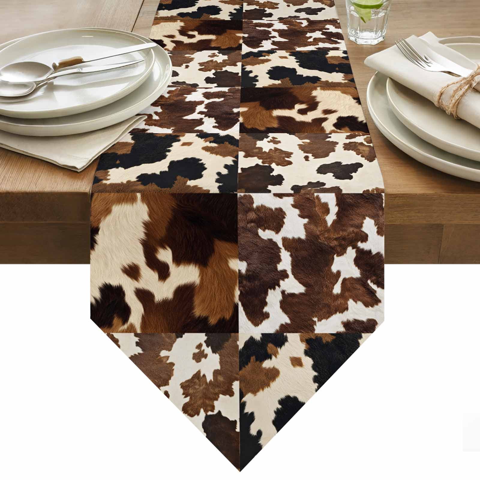Cowhide Table Runner 108 Inches Long Cow Skin Texture Abstract ...