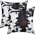 thumbnail image 1 of Cowhide Throw Pillow Covers 16"x16" Set of 2 Soft Cow Fur Farmhouse Cushion Covers Pillow Cases for Couch Sofa Bedroom Car Reversible Western Farm Animal Decorative Throw Pillowcases, 1 of 6