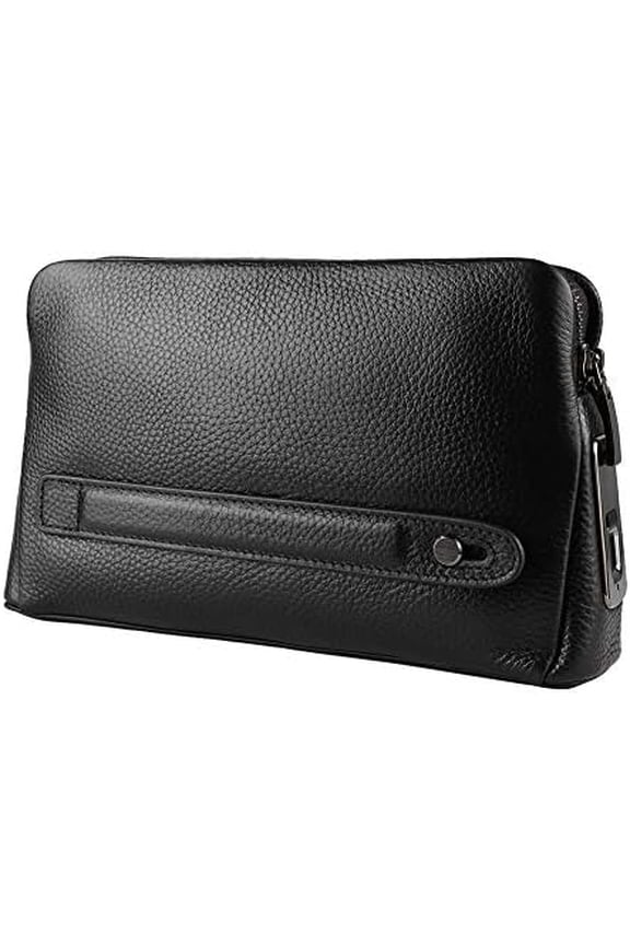 Cowhide Wallet, Cowhide Wallet, FLV1 Men Zipper Leather Wallet Smart Fingerprint Security Anti Theft Handbag Black Wallets, Card Cases & Money Organizers$$Tools & Hardware Other